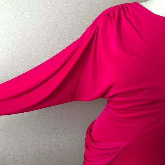 Vintage cascadei‎ hot pink drape midi dress - Picture 4 of 11